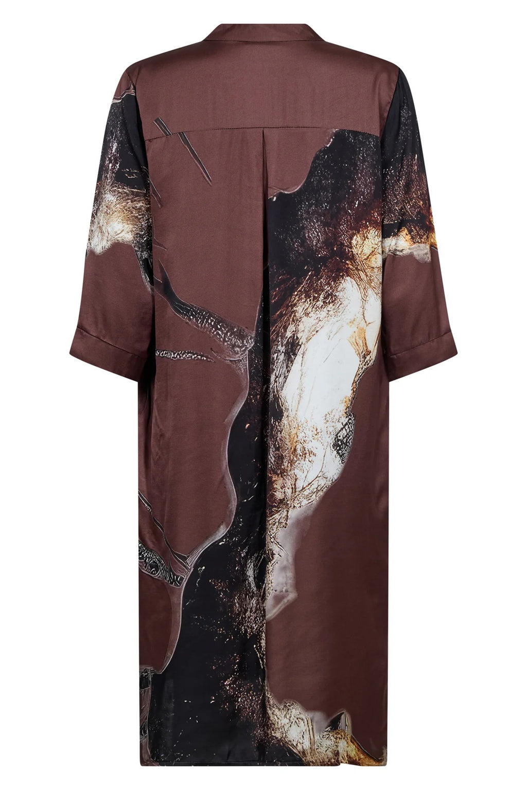Nu Denmark Cilje Brown Mix Abstract Print Tunic Dress 01-26-015, back packshot