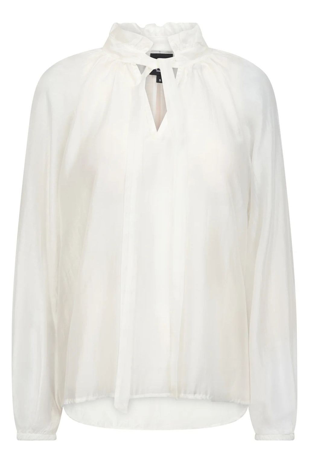 Nu Denmark Elly Creme White Tie Neck Sheer Blouse 8977-40, front packshot