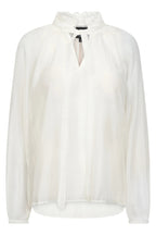 Nu Denmark Elly Creme White Tie Neck Sheer Blouse 8977-40, front packshot