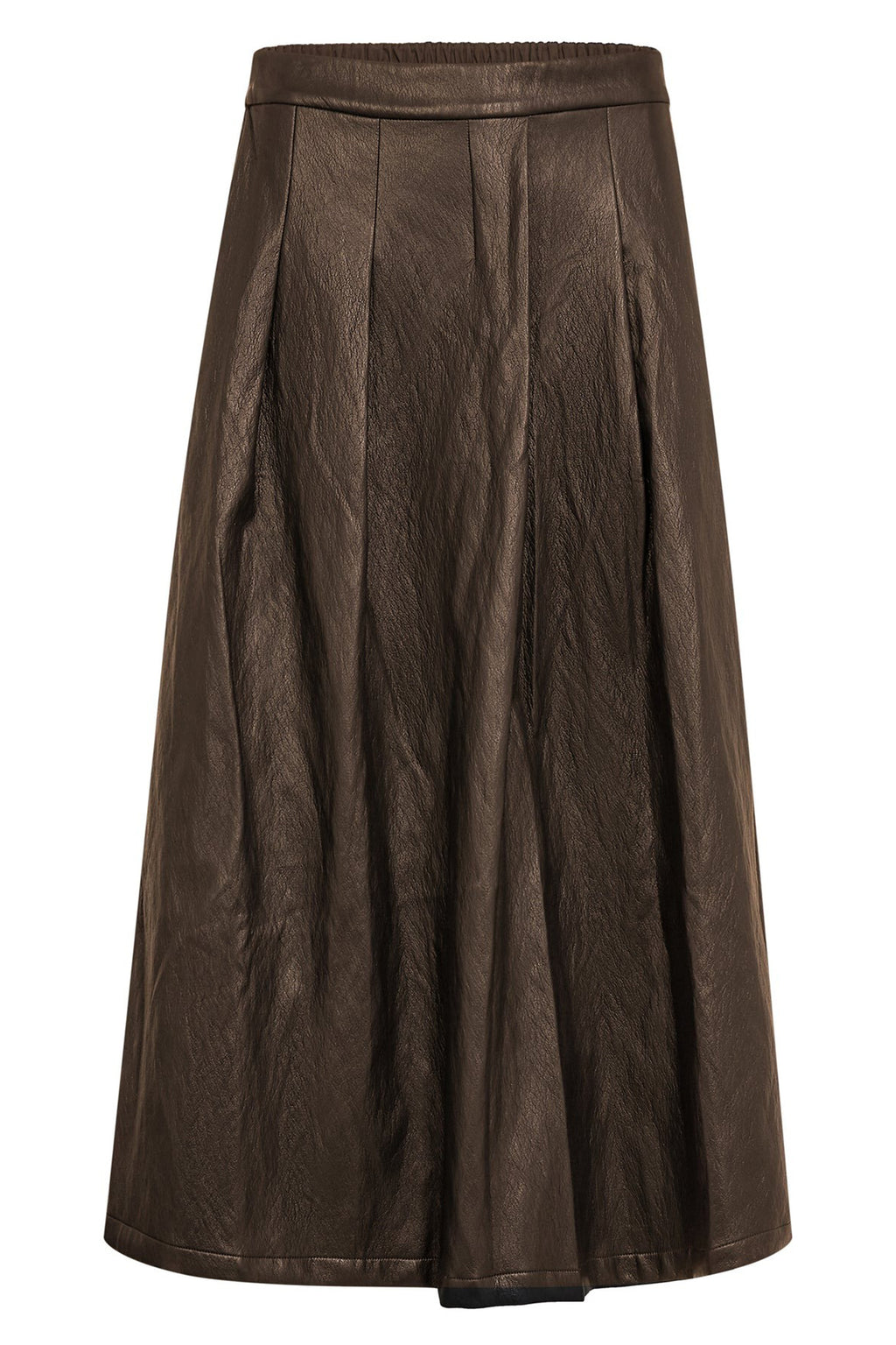 Nu Denmark Emeline Brown Faux Leather Midi Skirt 8924-20, front view