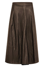 Nu Denmark Emeline Brown Faux Leather Midi Skirt 8924-20, front view