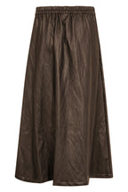 Nu Denmark Emeline Brown Faux Leather Midi Skirt 8924-20, back view showing the elasticated waist