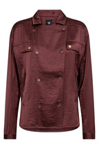 Nu Denmark Emory Burgundy Red Satin Overshirt 8928-40, front packshot