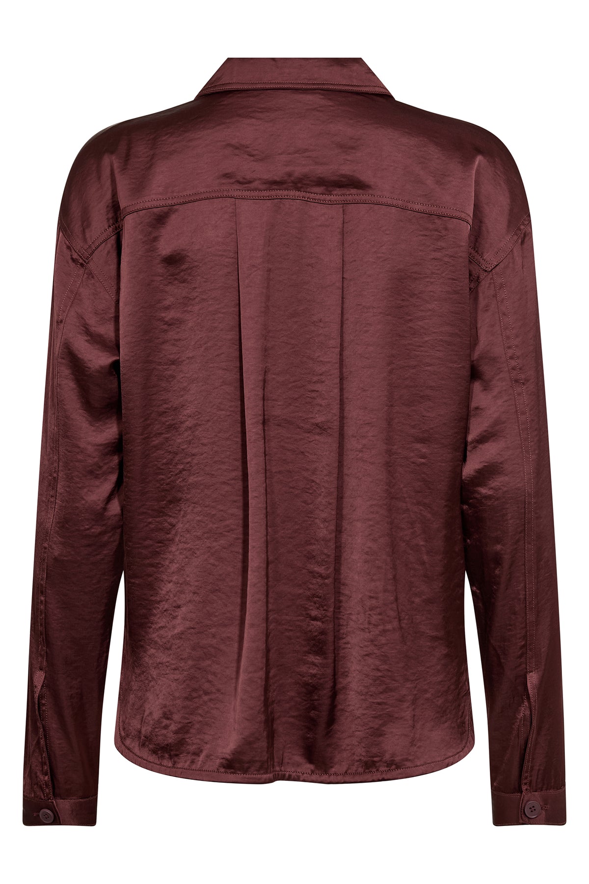 Nu Denmark Emory Burgundy Red Satin Overshirt 8928-40, back packshot