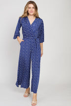 Onjenu Laurie navy polka dot jumpsuit at OSO Boutique
