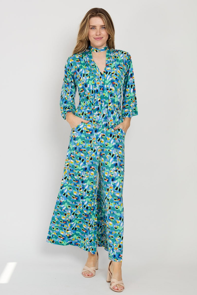 Onjenu Laurie green multicolour print jumpsuit at OSO Boutique