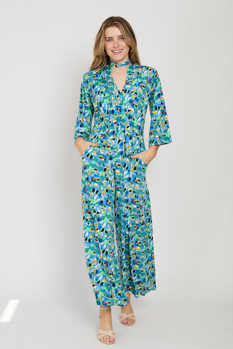 Onjenu Laurie green multicolour print jumpsuit at OSO Boutique