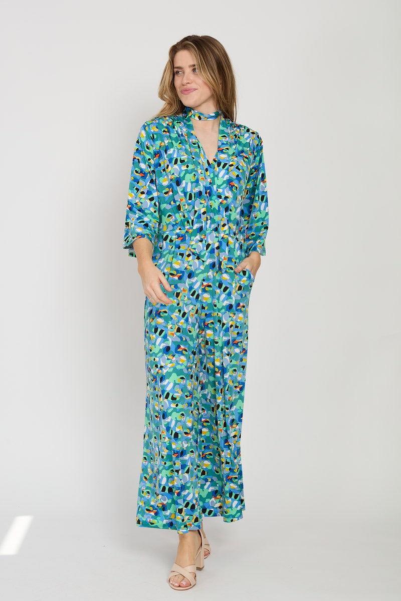Onjenu Laurie green multicolour print jumpsuit at OSO Boutique