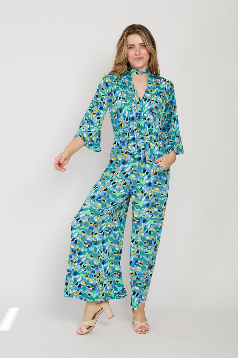 Onjenu Laurie green multicolour print jumpsuit at OSO Boutique