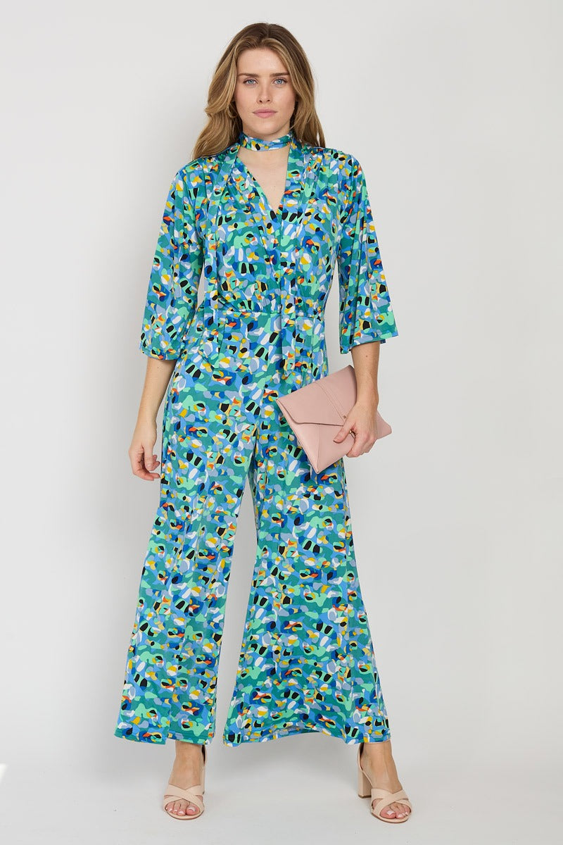 Onjenu Laurie green multicolour print jumpsuit at OSO Boutique