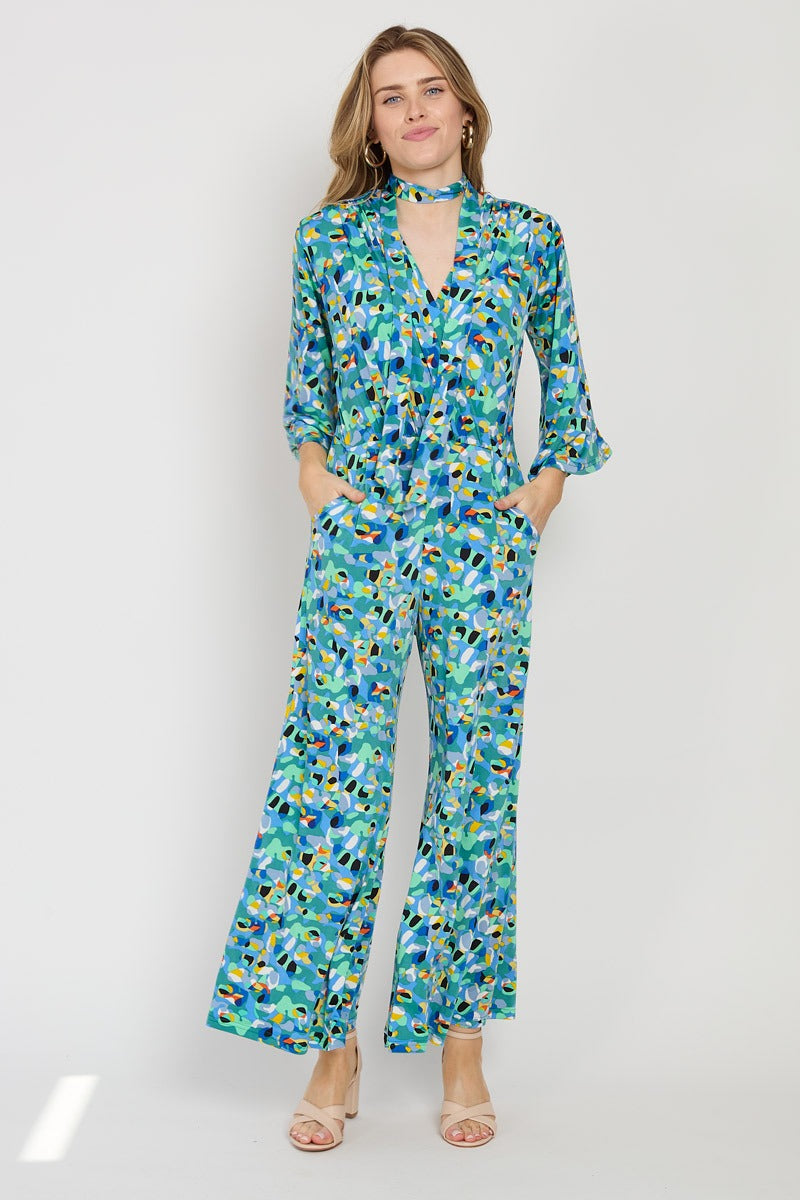Onjenu Laurie green multicolour print jumpsuit at OSO Boutique