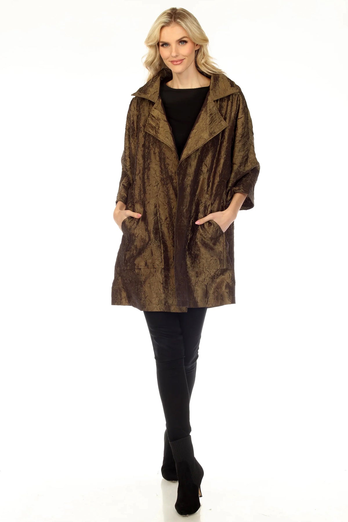 Oopera Brown Coat J2612-7, front view