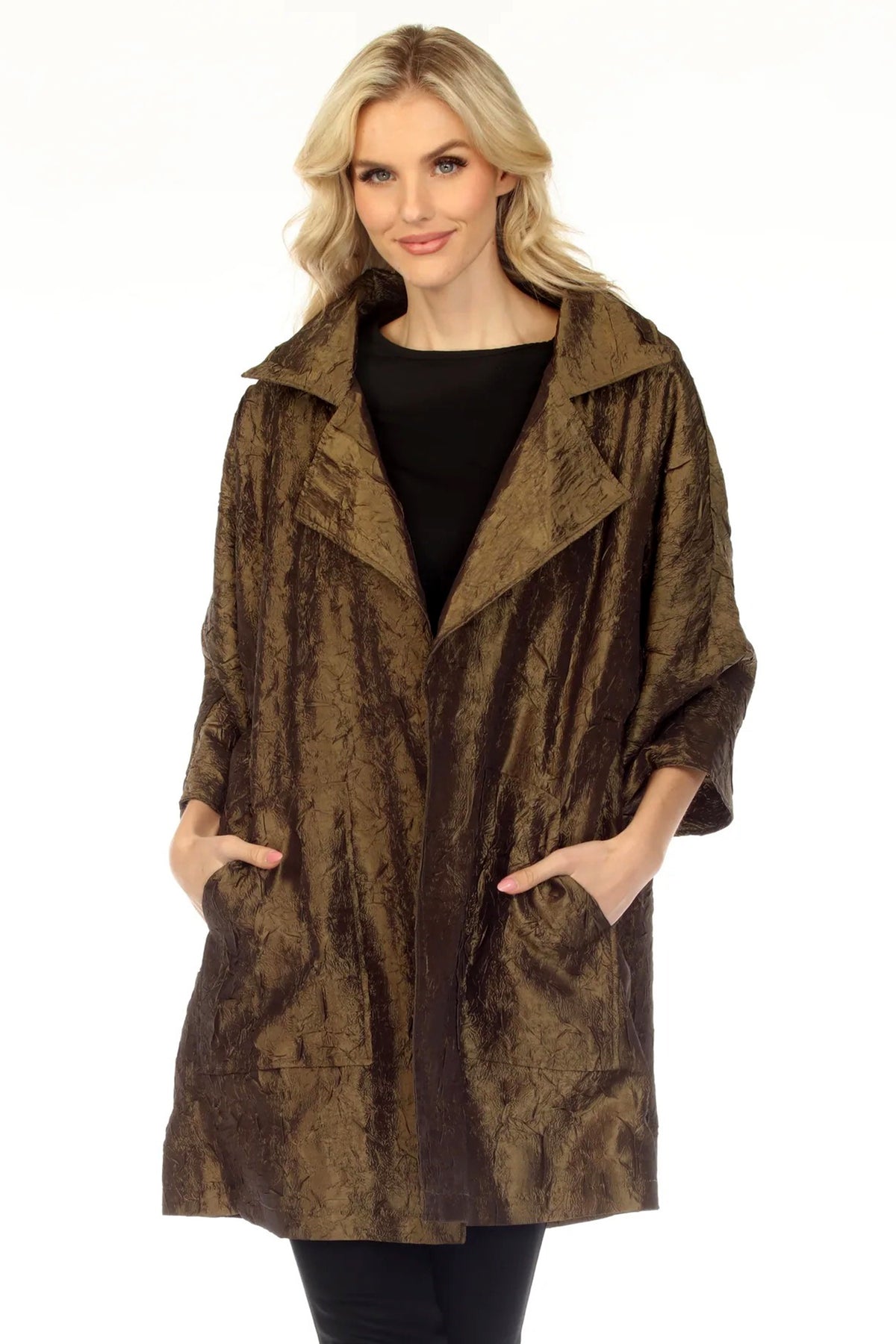 Oopera Brown Coat J2612-7, front close-up
