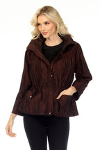 Oopera Brown Coat J2658W-4, front close-up