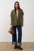 Orfeo Paris Clarisse Kaki H26 Green Cardigan SWT1717H267, front view worn open