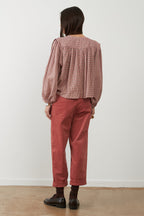 Orfeo Paris Janet Pink Checked Top TW1846, back view