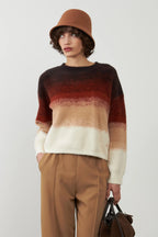 Orfeo Paris Josepha Chocolate Brown Jumper SWT5110, front view showing the ombre knit