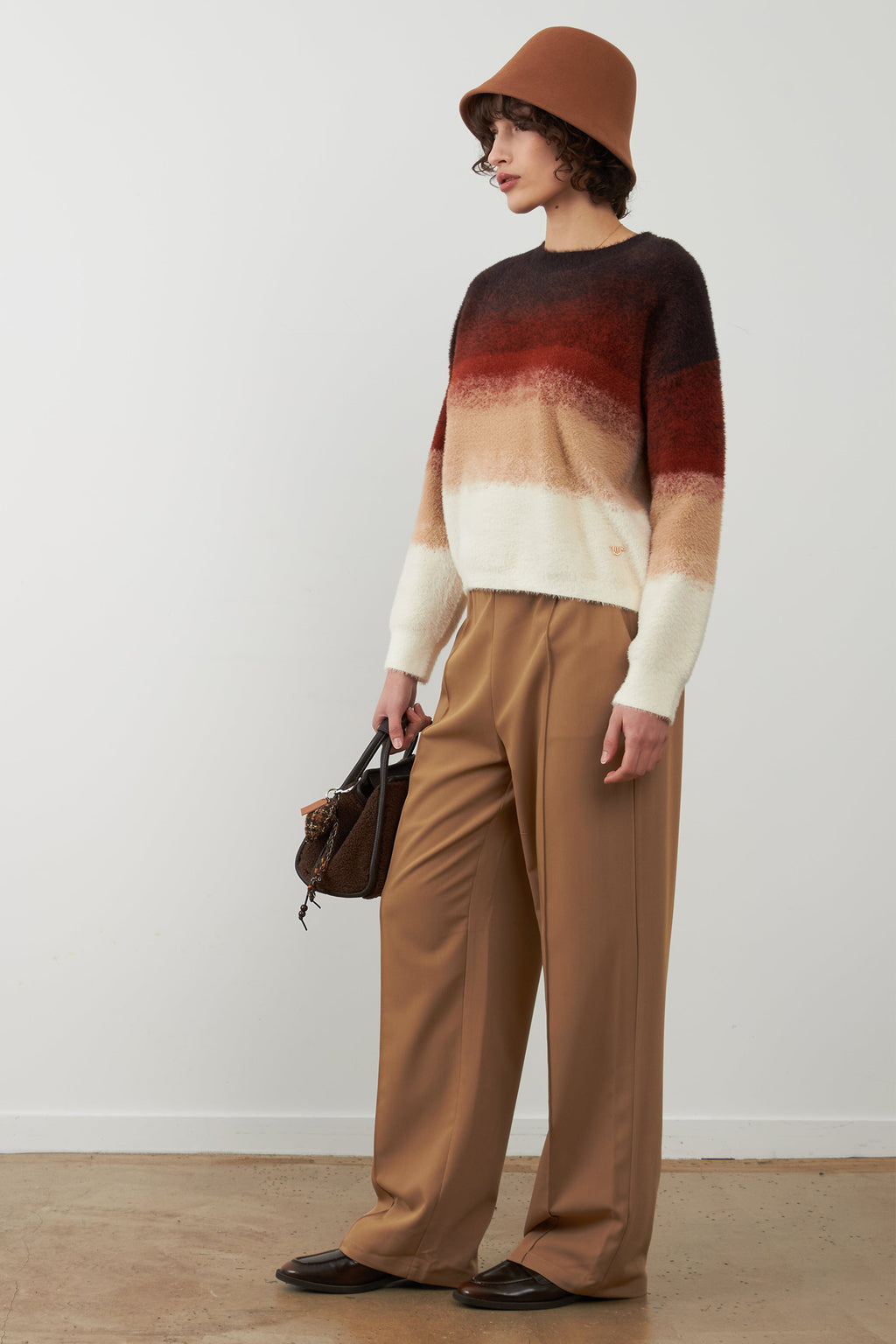 Orfeo Paris Josepha Chocolate Brown Jumper SWT5110, front view full length