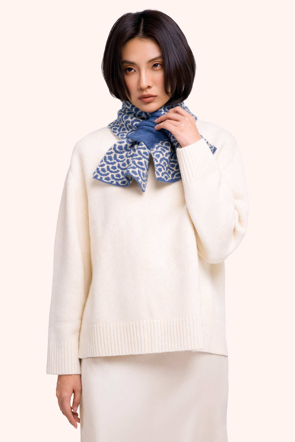 Powder Agatha Denim Mix Blue Scarf AGA2, worn view