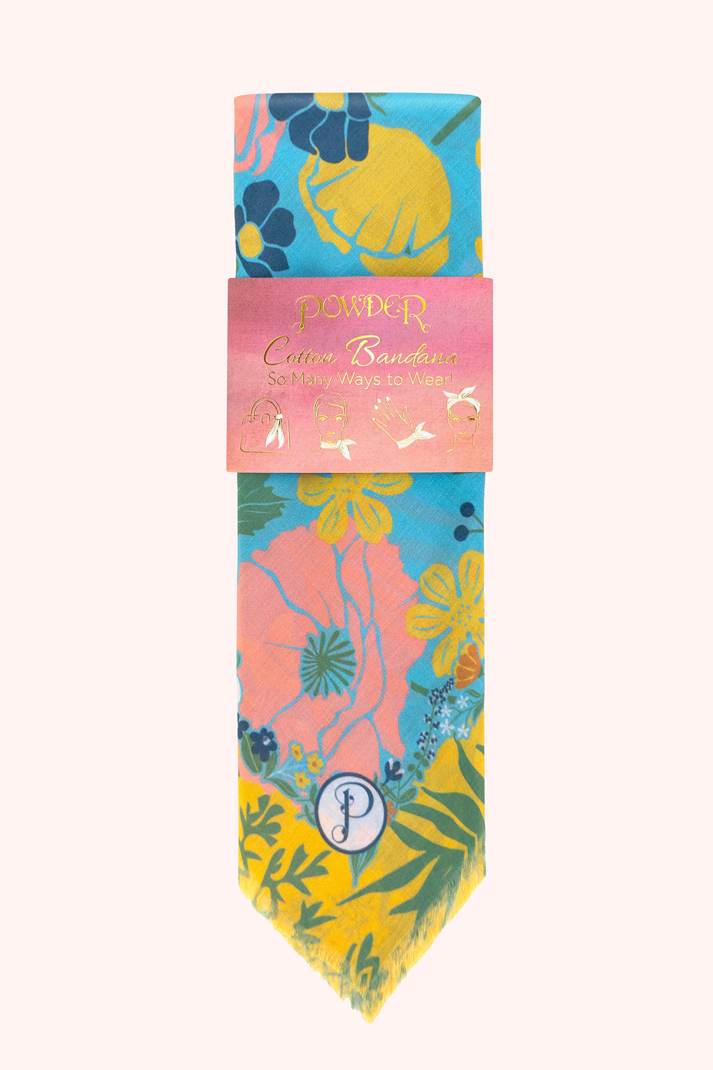 Powder CBA4 Blue Blooms Square Cotton Scarf