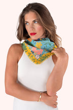 Powder CBA4 Blue Blooms Square Cotton Scarf