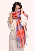 Powder Flora Tangerine Mix Multicolour Scarf FLO19, worn view
