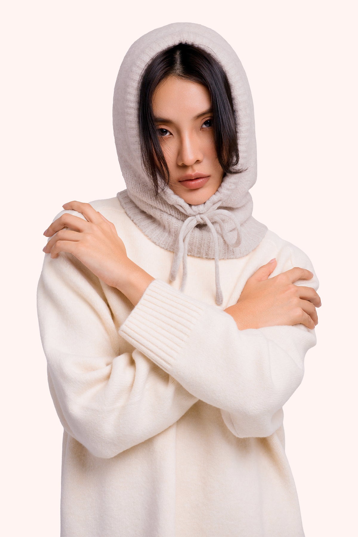 Powder Helga Cream Beige Snood HEL8, worn view