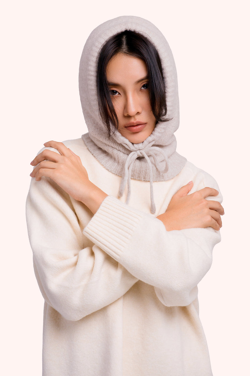 Powder Helga Cream Beige Snood HEL8, worn view