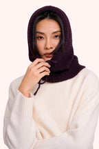 Powder Helga Damson Purple Snood HEL9, worn view