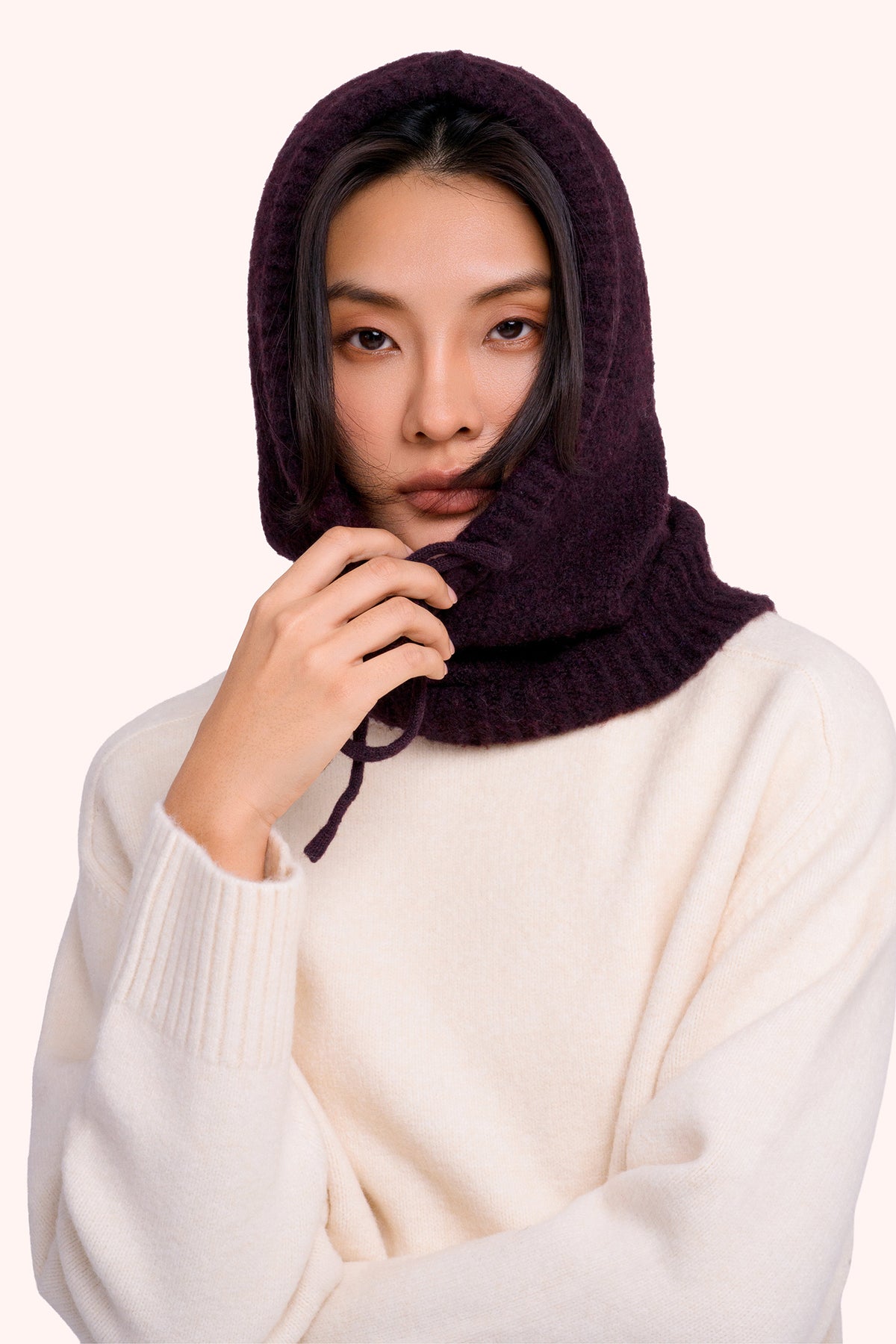 Powder Helga Damson Purple Snood HEL9, worn view