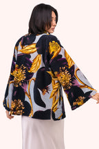 Powder Hellebore Navy Velvet Jacket SVJ5, worn back view