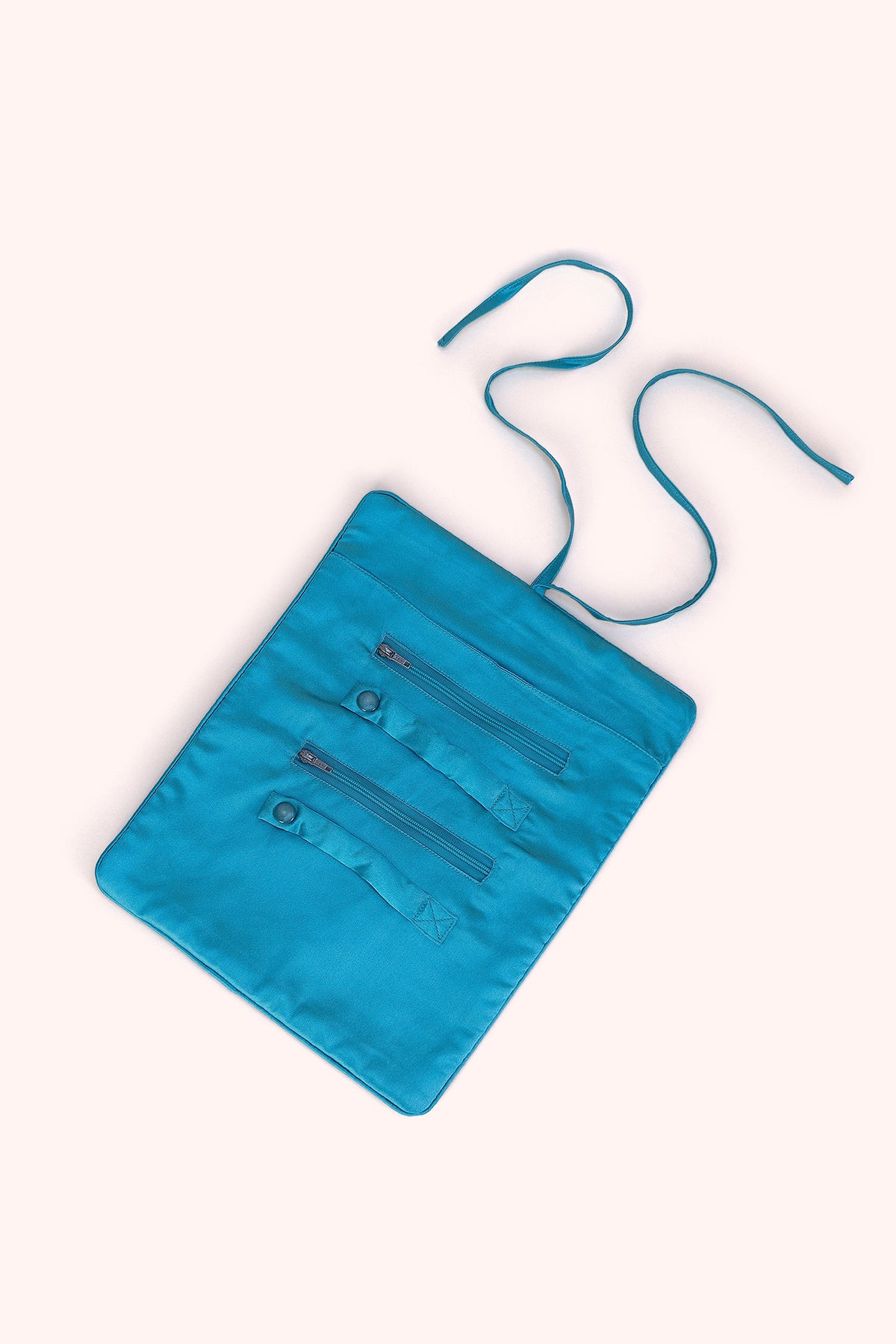 Powder Iris Blue Jewellery Roll JRO7, open with compartments