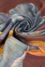 Powder Iris Multicolour Wool Mix Scarf WWS8, fabric detail