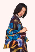 Powder Iris Navy Velvet Tote TOT28, worn view