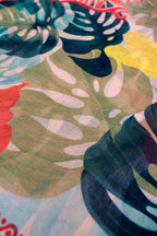 Powder LIN38 Exotic Leaves Linen Cotton Scarf