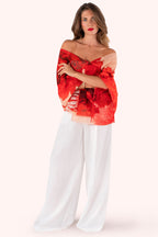Powder LIN39 Rouge Blooms Linen Cotton Scarf