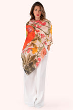 Powder LIN40 Fine Flowers Linen Cotton Scarf