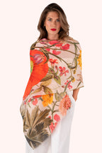 Powder LIN40 Fine Flowers Linen Cotton Scarf