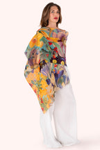 Powder LIN42 Spring Flora Linen Cotton Scarf