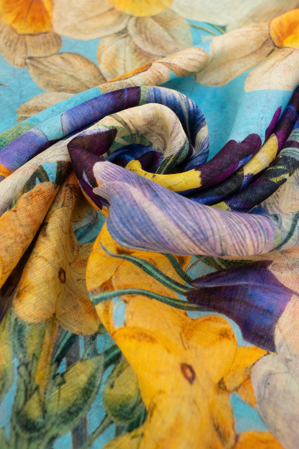 Powder LIN42 Spring Flora Linen Cotton Scarf