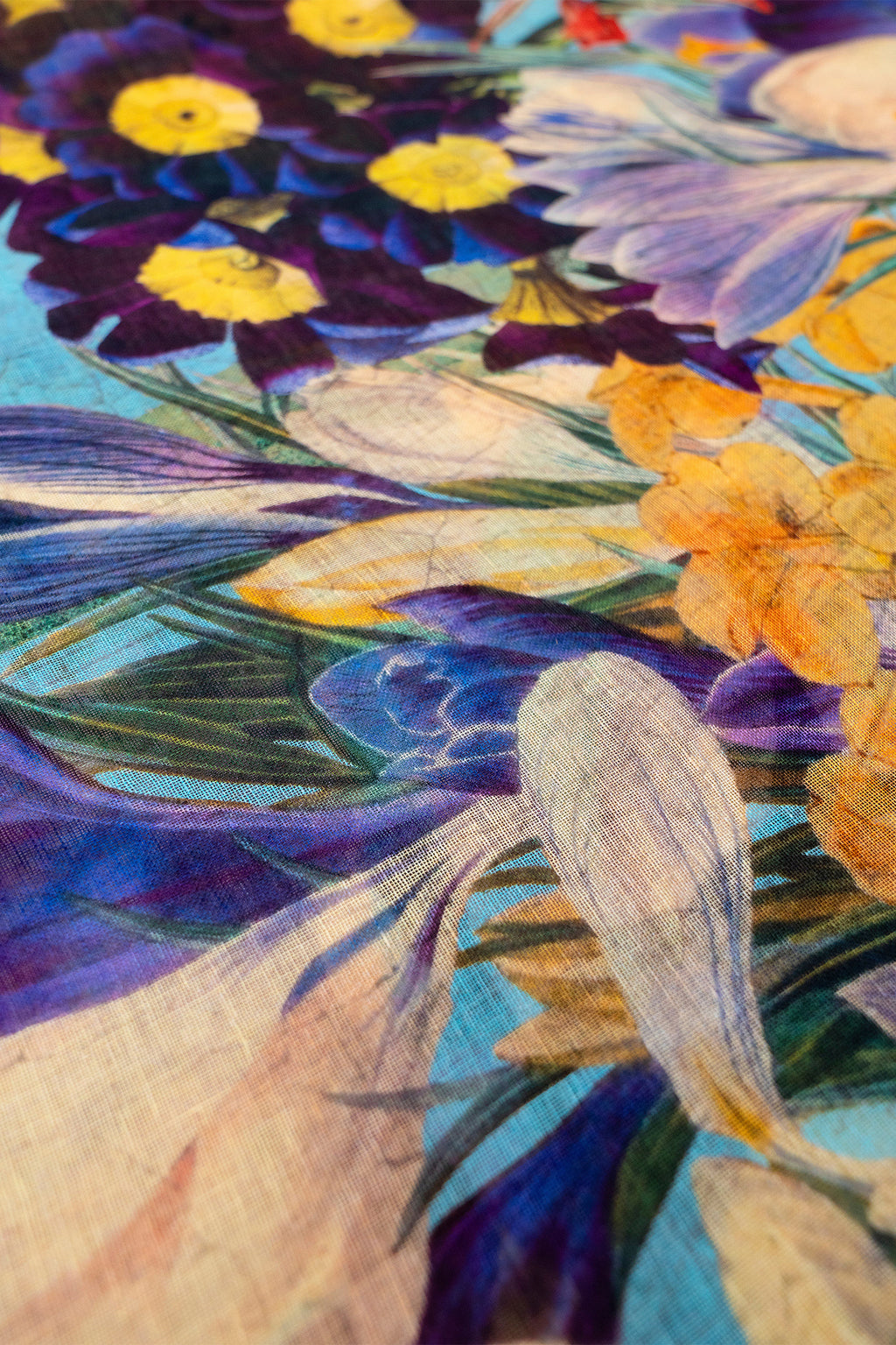 Powder LIN42 Spring Flora Linen Cotton Scarf