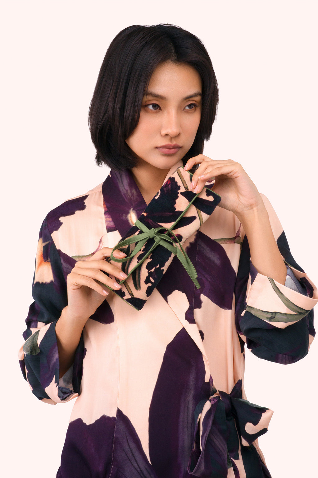 Powder Midnight Orchid Multicolour Jewellery Roll JRO8, worn view