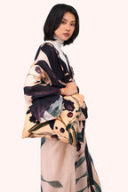 Powder Midnight Orchid Multicolour Velvet Tote TOT29, worn view