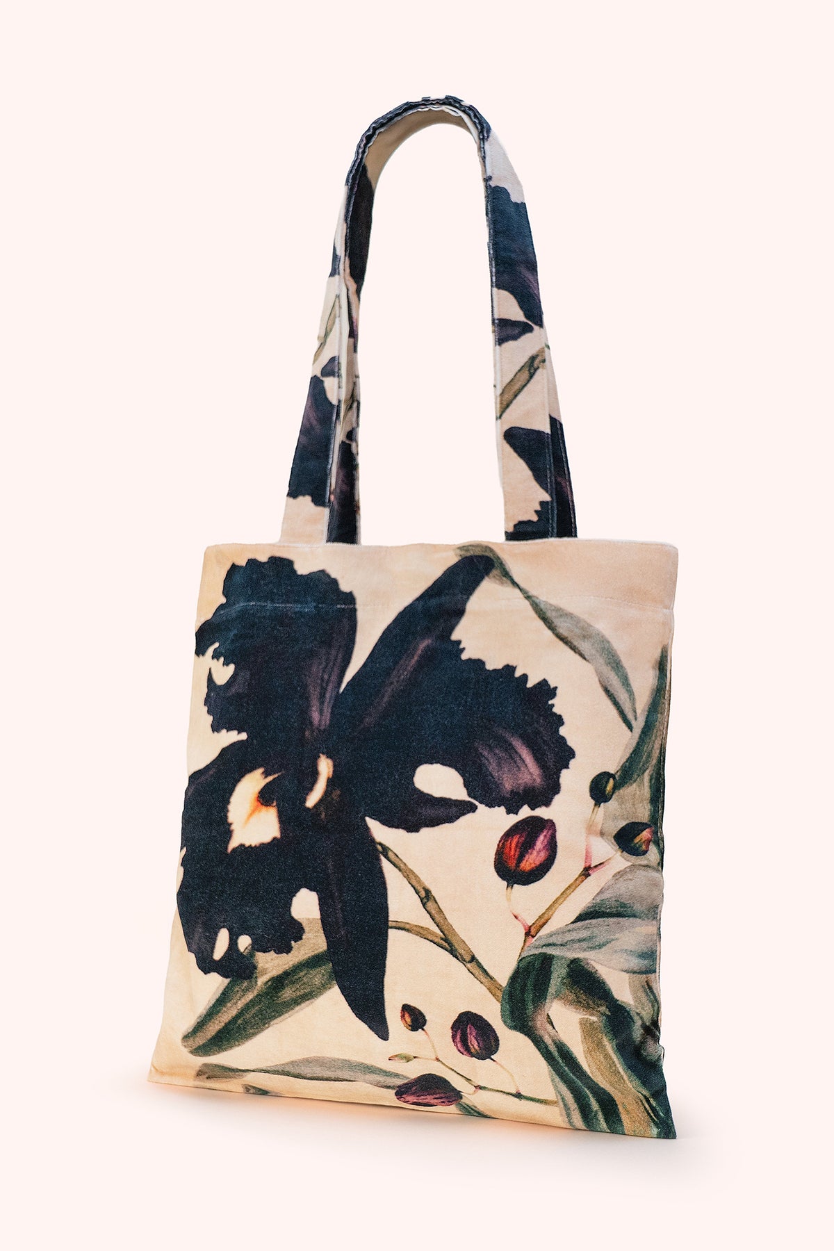 Powder Midnight Orchid Multicolour Velvet Tote TOT29, front view