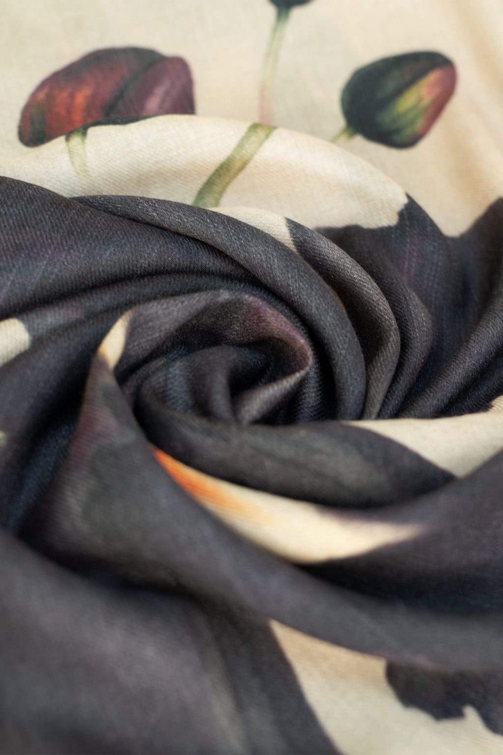 Powder Midnight Orchid Multicolour Wool Mix Scarf WWS9, fabric detail