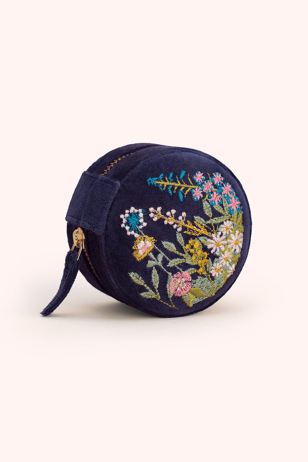 Powder Navy Floral Hedgerow Jewellery Box RJBX9, front view
