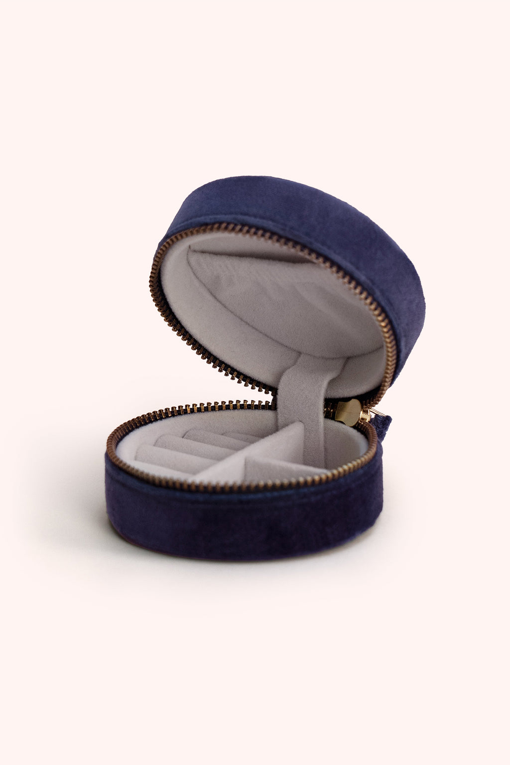 Powder Navy Floral Hedgerow Jewellery Box RJBX9, open interior view