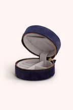 Powder Navy Floral Hedgerow Jewellery Box RJBX9, open interior view