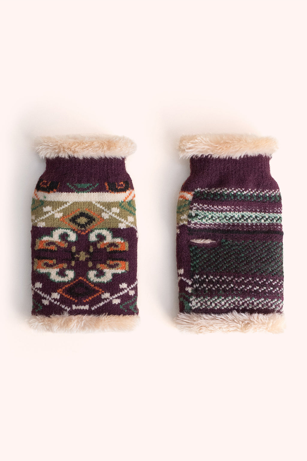 Powder Scandi Cosy Damson Purple Wrist Warmers COS147, front view