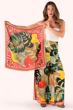 Powder SKS9 Exotic Leaves Silk Square Scarf